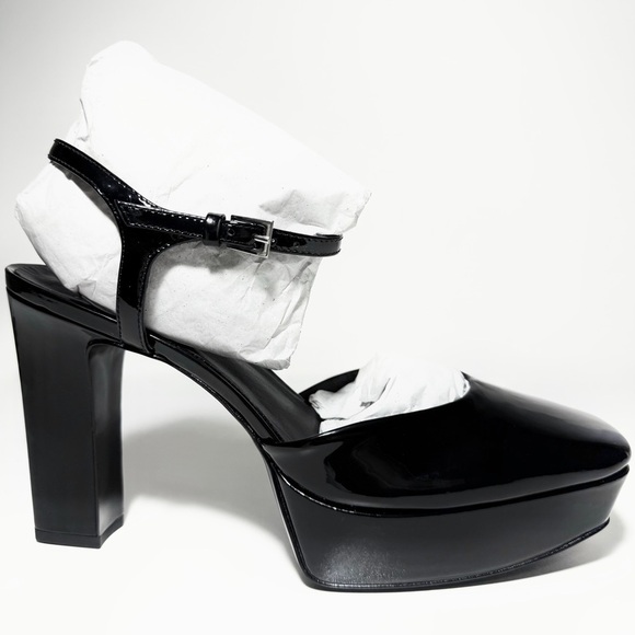 Reformation Shoes - Reformation Melina Platform Heel in Black Patent